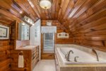 Upper level bathroom with soaker tub